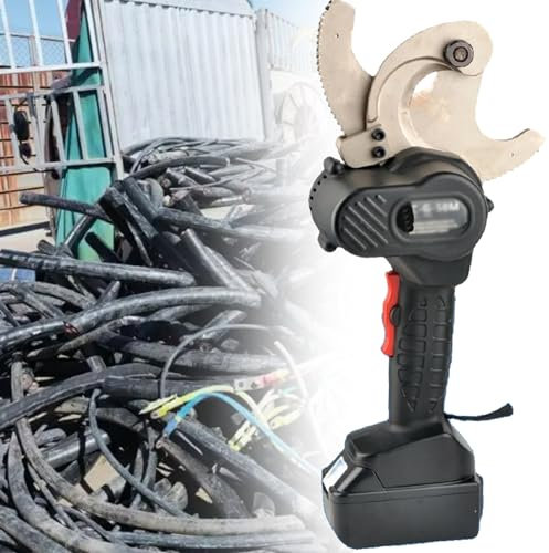 LXWKAI Coupe-câble à cliquet électrique, Coupe-câble hydraulique à Batterie, Outil de Coupe de Fil électrique, Coupe-câble en cuivre Al, EC-75M