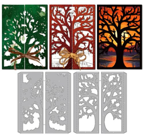 MAYJOYDIY Baumrahmen Stanzformen Zum Basteln von Karten Faltbare Bäume Karten Metall Stanzformen Bäume Blätter Zweige Stanzschablone Für Scrapbooking Bastelpapier Geburtstagskarten Geschenkdekoration