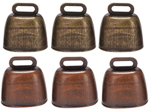 Joskeijky 6 Pezzi Campana di Mucca in Metallo, Campana ReTro Campana per Pecora Pascente Rame, Campanelli di Mucca Produttori di Rumore