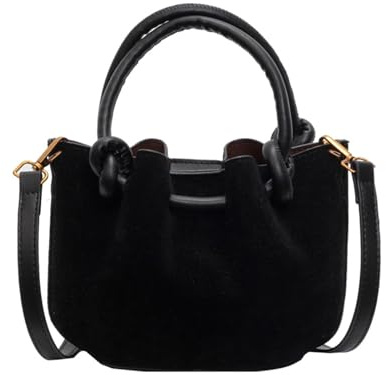 CORIOS Damen Kordelzug Eimer Taschen PU Leder Schultertaschen Wasserdicht Umhängetaschen Kleine Kapazität Handtasche Mode Tote Beutel Tragetasche Elegant Henkeltaschen Messenger-Tasche Schwarz