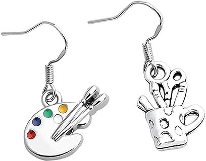 COLLBATH 2pcs Art Paint Brush Pen Holder Earrings for Artists Elegant Painter Jewelry Paint Brush Earrings for Art Student Teacher