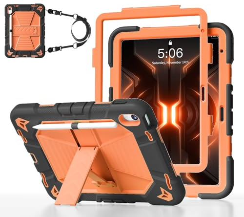 Funda para iPad A16 de 11ª generación, color negro y naranja