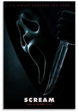 PANTTING Scream Horror-Film-Poster, ästhetischer Leinwand-Kunstdruck, Heimdekoration für Schlafzimmer, Wohnzimmer, 40 x 60 cm, ungerahmter Stil