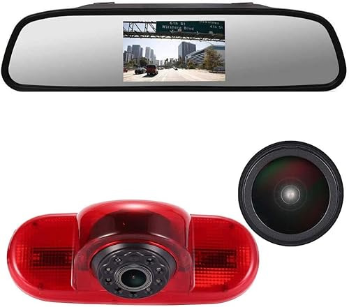 Brake Bremsleuchte Auto Kamera Third roof Bremslicht Rückfahrkamera Replacement for Nissan Primastar NV300 Kasten X82 Opel Vivaro Renault Trafic II III 2 3 FIAT Scudo Talento+4.3 Reverse Mirror