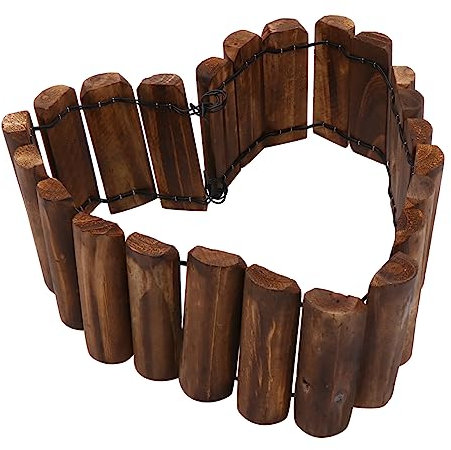 HIAKDOFT 1 Stück Massivholzzaun bettumrandung beetkante Holzpalisade gartenumrandungen sichtschutzaun Hecke Streikposten Rasen Schwarz Zaun im Freien Trennzaun für den Innenhof Brown