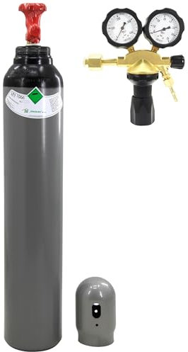 Stickstoffflasche 8L + Druckminderer Stickstoff 50 BAR - Stickstoff Gasflasche Set mit Druckregler für Werkstatt und Industrie - Bestschweissen.de