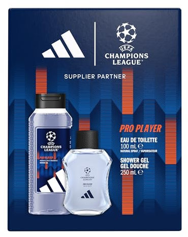 adidas, Cofanetto Regalo UEFA Champions League Pro Player, Eau de Toilette 100ml e Docciaschiuma 250ml