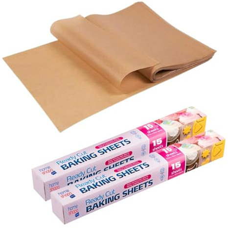 HOMESHOPA 30 Pack Brown Baking Sheets, 37cm x 42cm Pre-Cut Parchment Paper for Kitchen Cooking, Non Stick Unbleached Dual-Sided, Oven Tray Liners, Perfect for Pastries, Grilling, Roasting, Frying