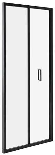 Porta da doccia pieghevole in vetro temperato trasparente con anta 80 x 190 cm Nero