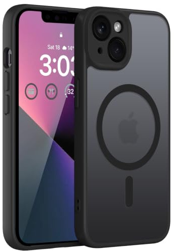 ORDA für iPhone 13 Hülle, Kompatibel mit MagSafe, Schwarz | Vollständiger Kameraschutz, Stoßfest Kratzfest Haltbarkeit, Transluzente Rückseite, Matt Magnetische Handyhülle