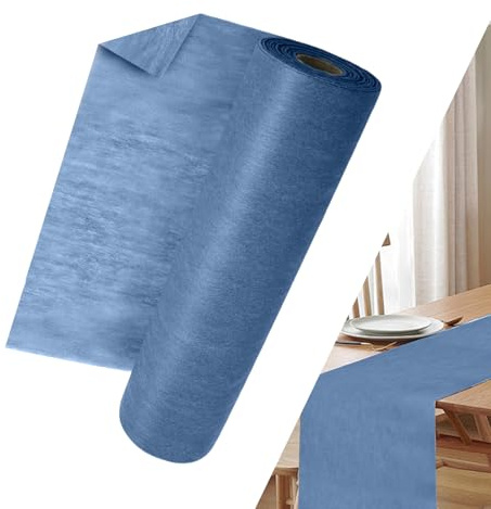 Vlies-Tischläufer Rauchblau, 30 cm x 25 m für Hochzeiten, Geburtstage,Party | Dekoratives Tischband, Tischdeko