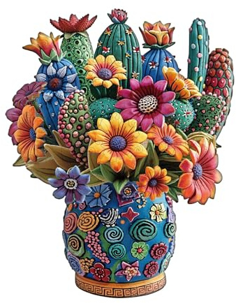 Jigfoxy Puzzle en bois pour adultes, puzzle en bois de cactus florissant, puzzle animal unique en bois, cadeau de Noël pour la famille et les amis, L-34 x 26,9 cm-180 pièces