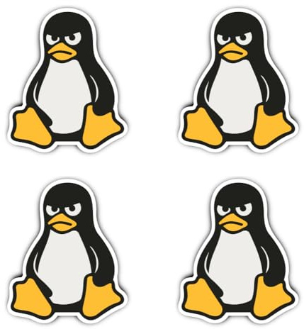 Aufkleber: 75 mm, 4 Stück - Pinguin Linux Tux Vinyl Sticker für Entwickler & Admins