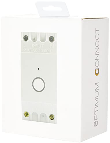 Optimum OP-DRWF01 Wi-Fi Enabled Din-Rail Time Switch - 20 on/off Programs - Volt Free - 230 V, White