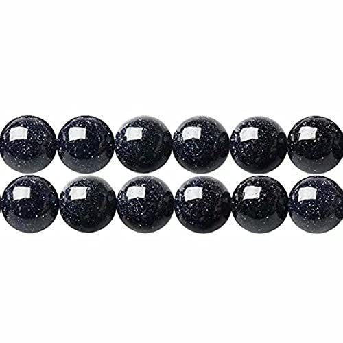 SKYBEADS Perles Rondes en Pierre de Soleil Bleu Goldstone 6mm pour Bijoux Longueur 38cm environ 60 pcs