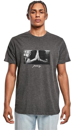 Mister Tee Herren Pray Tee T-Shirt, Charcoal, L