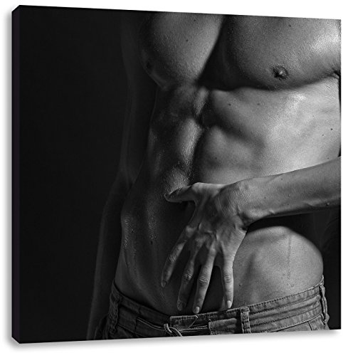 Pixxprint Nackter Mann mit Frau Kunst B&W, Größe: 70x70, Leinwandbild Quadratisch, Wandbild, Kunstdruck, fertig bespannt