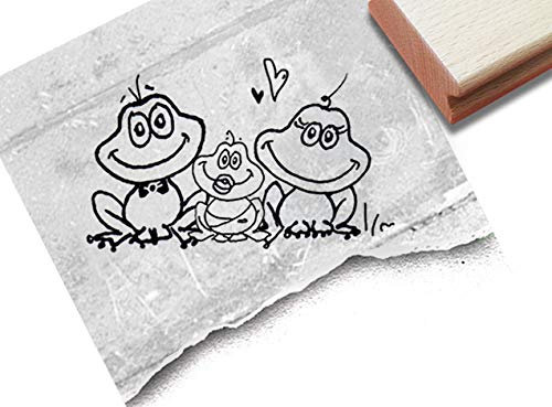 Stempel Tierstempel FRÖSCHE II, Frosch-Familie - Kinderstempel Bildstempel Geschenk für Kinder Kita Kinderzimmer Schule Basteln Deko - zAcheR-fineT