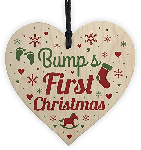RED OCEAN Bumps First Christmas Heart Decoration Wooden Christmas Tree Baubles Mum To Be 1st Xmas Bump Tree Decoration Handmade Plaque 2018 Bauble
