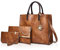 NICOLE&DORIS Sac à Main en Cuir 3 pièces sacoches Sac fourre-Tout Cuir pour Dames + bandoulière + Porte-Monnaie Marron