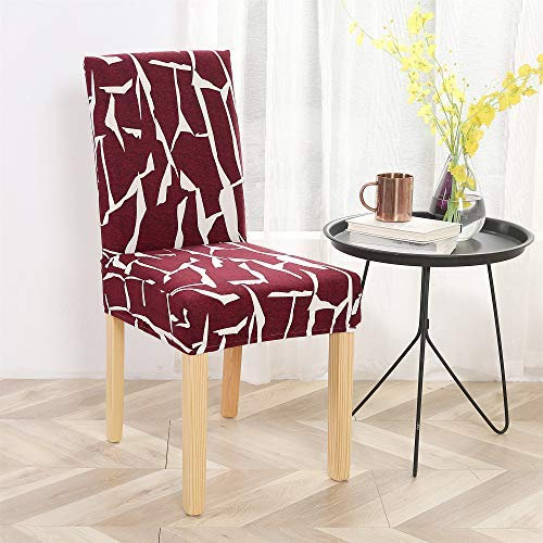Morbuy Stuhlhussen 4er Set Stretch Beschützer Stuhlbezug Stuhlüberzug, Moderne Universal Elastische Spannbezug Hochzeit Weihnachten Partys Bankett Hotel Dekor (6 Stück,Marmor-rot)