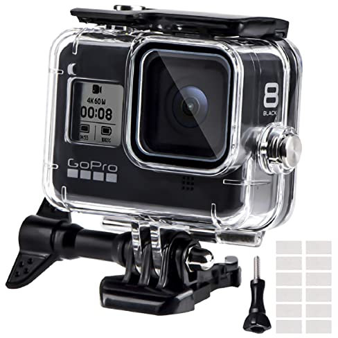 Custodia Protettiva Impermeabile per GoPro Hero 8, 60m Custodia Subacque Accessori Include Supporti Viti e 12 Inserti Antiappannamento per GoPro Hero 8 Black Fotocamera Digitale 2019