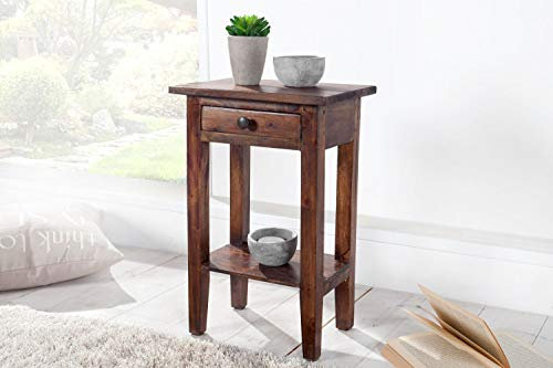 Eleganter Beistelltisch mit Schublade 33,5 x 52,5 x 25 cm Mahagoni Holz Kolonialstil Ablage Flur Wohnzimmer