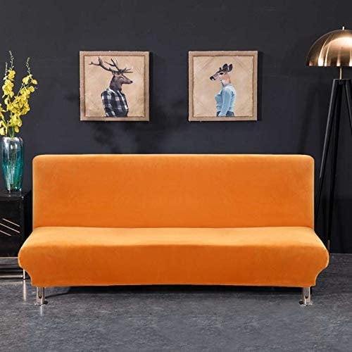 PETCUTE Sofabezug ohne armlehne futonbezug Stretch sofahusse ohne armlehne sofaüberwurf schlafsofa bezug ohne armlehne Orange