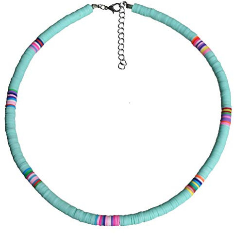 Holibanna Boho Choker Halskette Polymer Clay Choker Beach Party Halskette für Frauen Schmuck Geschenk (Blau 6Mm)