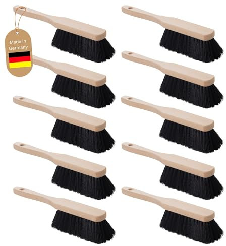 Novaliv 10 STÜCK KUNSTBORSTEN SCHWARZ Handfeger Holz Besen weiche Borsten geeignet für Kehrgarnitur Camping Handfeger Auto Besenbürste Schneebesen Auto Hand Brush Handbesen Holz Kehrblechbesen