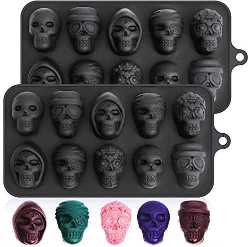 Webake Totenkopf Schokoladenform Silikon Pralinenform 2er Set Halloween Silikonform Pralinen