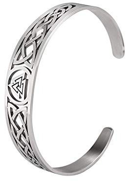 Dreamtimes Armreif aus Edelstahl nordisches Wikinger-Design Triskele irischer keltischer Knoten Vintage-Amulett Schmuck Geschenke für Damen Herren Teenager Edelstahl (Silber-2)