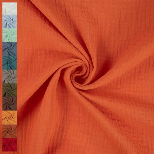 Musselin Stoff Sunny, Double Gauze, uni dunkelorange (Länge am Stück: ab 50cm / Breite: 130cm)