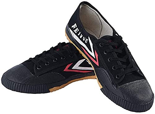 ZKHD Shaolin Mönch Martial Arts Schuhe Klassische chinesische Leinwand Kung Fu Schuhe,Unisex Erwachsene Kinder Tai Chi Schuhe Kung Fu Trainer,Black-37EU