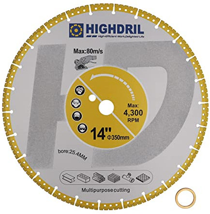 HIGHDRIL Diamant Trennscheibe für Metall - 300mm Universal Vakuumgelötet Scheibe für Betonstahl Blech Metall Winkeleisen Rostfreier Stahl Beton Granit Marmor