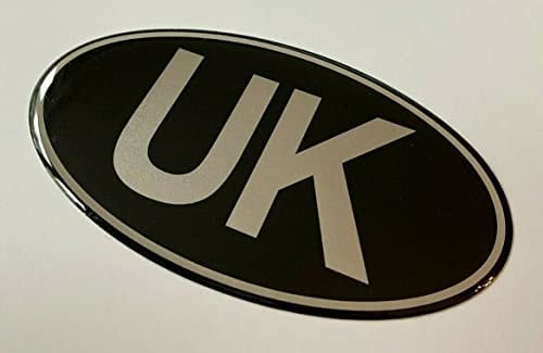 Gelz UK Car Oval Gel Domed Sticker 75mm x 43mm Sticker/Decal - Retro - CHROME on BLACK