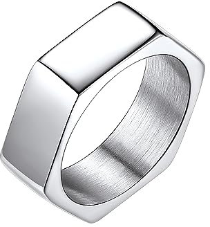 Richsteel Anello Creativo Dado Esagonale con Rune Anello Minimalista da Uomo Unisex Stile Punk HIppie Hiphop Personalizzabile Argento/Nero/18k Oro in Acciaio Inox