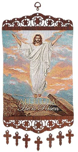 Alleluia! Gewebter Wandteppich mit Aufschrift He is Risen, inspirierender christlicher religiöser Wandteppich für Zuhause, Glaubenbasierte Andenksgeschenke für katholische Männer und Frauen, 38,1 cm