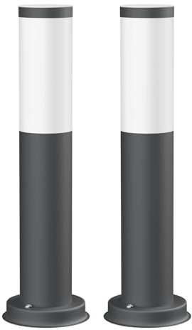ledscom.de 2 Stück Pollerleuchte PORU für außen, IP44, 39cm, anthrazit, inkl. Smart Home RGBW E27 LED Lampe, 892lm