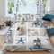 RFFLUX 3D Strand Leuchtturm Seestern Bettwäsche 135x200 cm 4teilig mit Reißverschluss Microfaser Warme Sommer Weich Bettbezug Set Kinderbettwäsche mit 2 Kissenbezug 80x80 cm für Mädchen Junge