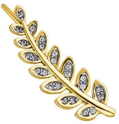 Treuheld® Ohrstecker Blätter mit Kristallen | Ear Climber [05.] - rechtes Ohr - gold