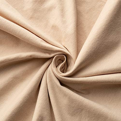 VelvetHome Spannbettlaken 200x220cm 100% gekämmte Baumwolle Made in EU Jersey Bettlaken 200x220 bis 25 cm Matratzenhöhe Spannbetttuch 200x220 Premium Qualität Schönen Farben Beige 200 x 220