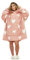Dreamscene Heart Print Hoodie Blanket Blush, Oversized Blanket Hoodies Women Sherpa Lined Soft Fluffy Warm Snuggle Hoodie for Girls Comfy Fleece Wearable Blanket