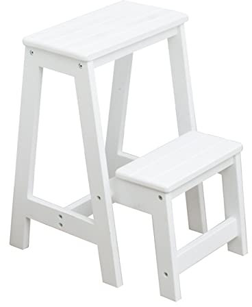Taburete blanco de 2 escalones, taburete de escaleras plegables taburetes pequeños para pies banda de rodadura antideslizante de seguridad para el hogar biblioteca cocina escalera de escalada ligera