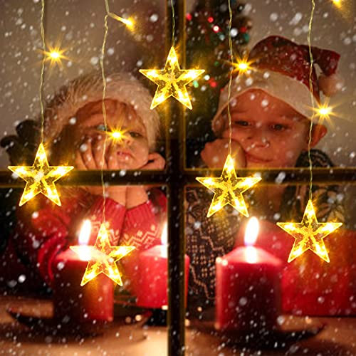 ELKTRY Weihnachtsdeko mit 5 Sterne, 36 LEDs Fensterdeko mit timer, Memory Funktion Innen Batterie Warmweiß und bunt 8 Modi Wasserdicht Weihnachtsstern Außen für Fenster, Kinderzimmer, Weihnachten