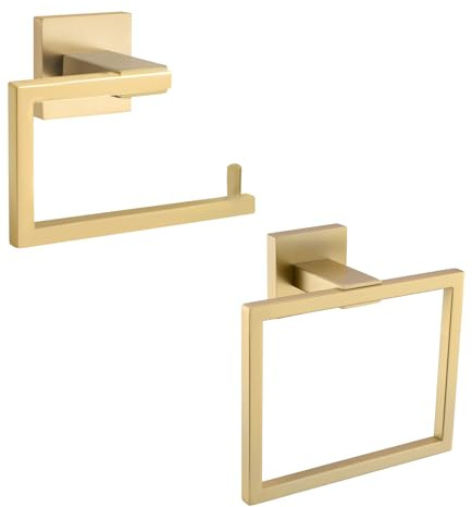 YACVCL 2 Pcs Towel Holder & Toilet Paper Holder Brushed Gold