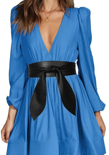 SUNTRADE Frauen Gürtel Wrap Around Breiter Bund Geknotet Gürtel für Kleid (Schwarz)