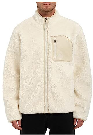 VOLCOM Unisex Muzzer Fuzzar Zip Fleece, weiß, M
