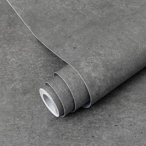 Decoroom Klebefolie Selbstklebende Matt Dunkelgrau 40X500cm Möbelfolie Betonoptik Effekt Wasserdicht Folie für Möbel Küche Schrank Wand Dekorfolie Vinyl Tapete