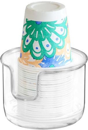 Youngever 2 Pack Plastic Disposable Paper Cup Dispenser, Small Plastic Dispenser Cup Holder (Clear)